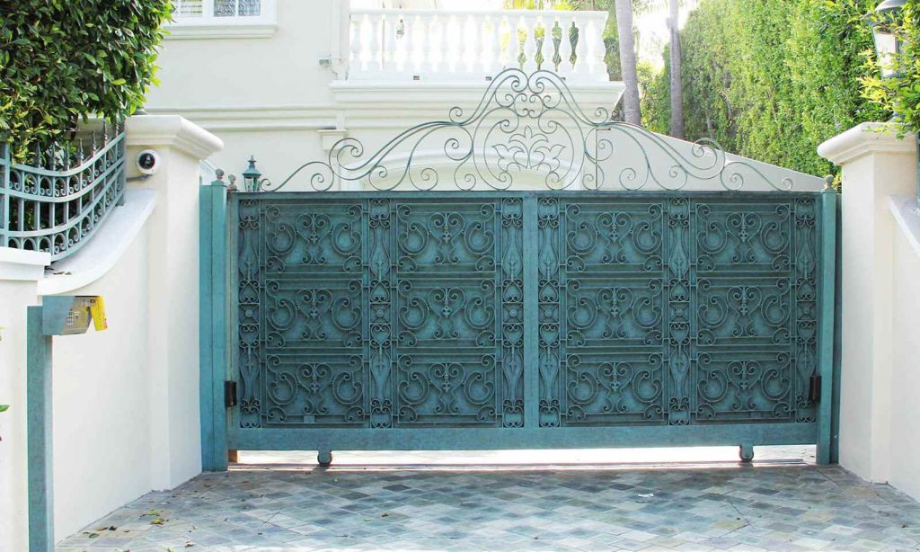 Moroccan inspired steel sliding gate