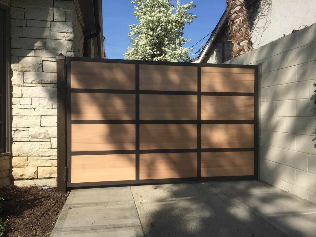 Contemporary wood swing gate