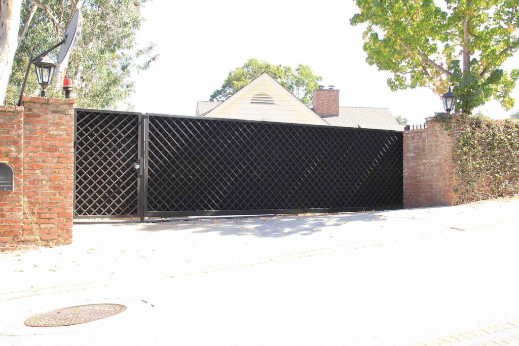 Steel lattice sliding auto and pedestrian gates