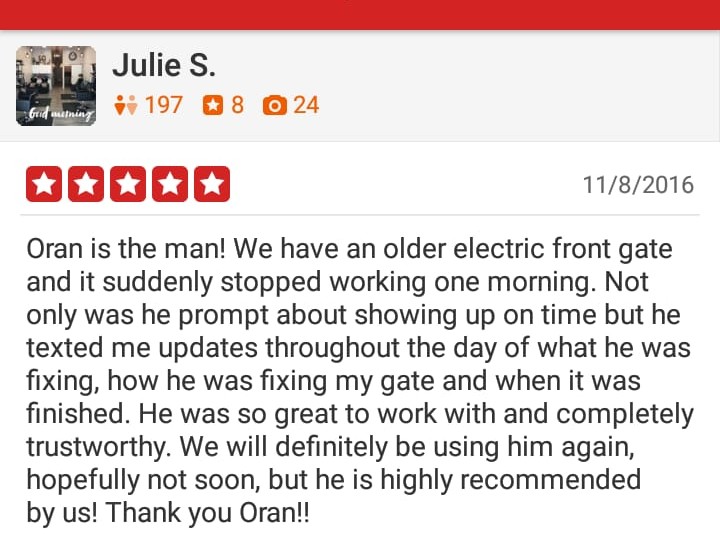 Local Gate Service customer Review
