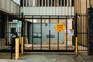 Security gate plus perimeter fence -gate and fence commercial facility project