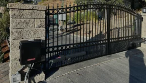 Custom Swinging Gate with pickets on top and gate operator installation
